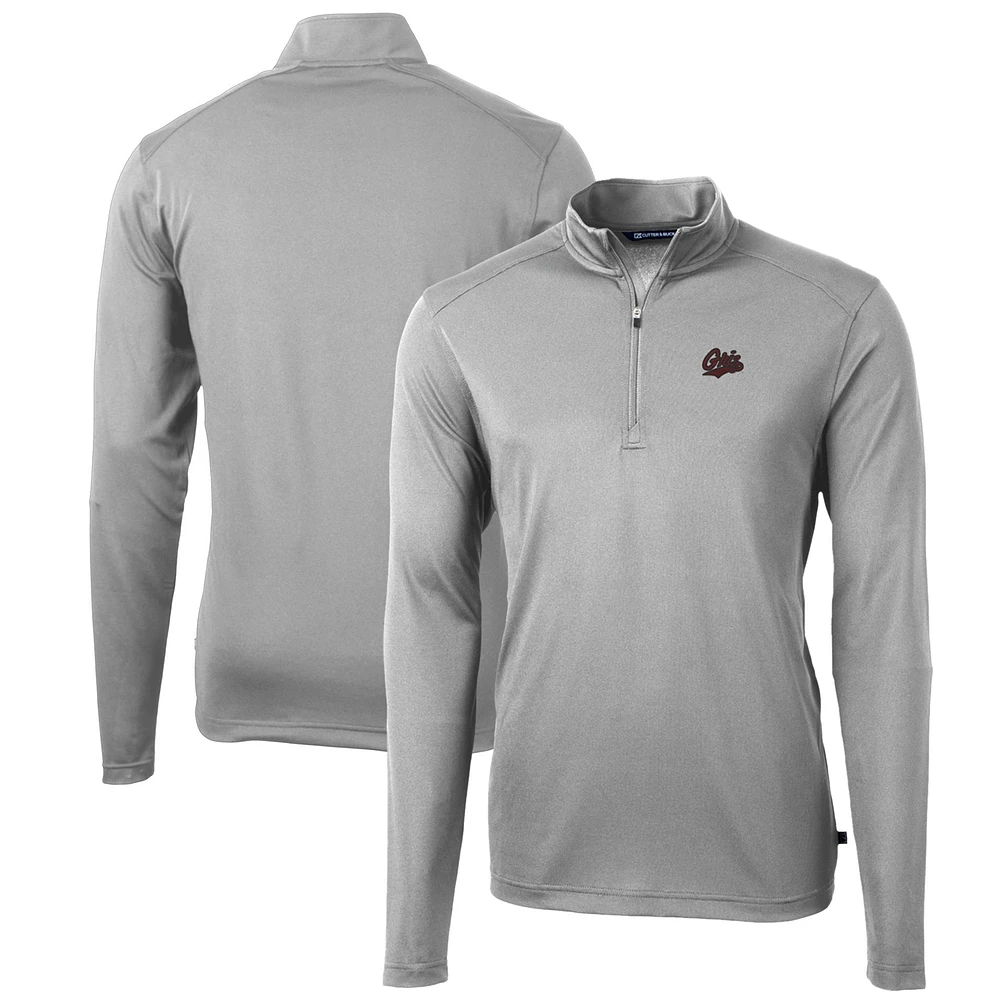 Men's Cutter & Buck Montana Grizzlies Big & Tall Virtue Eco Pique Recycled Quarter-Zip Pullover Top