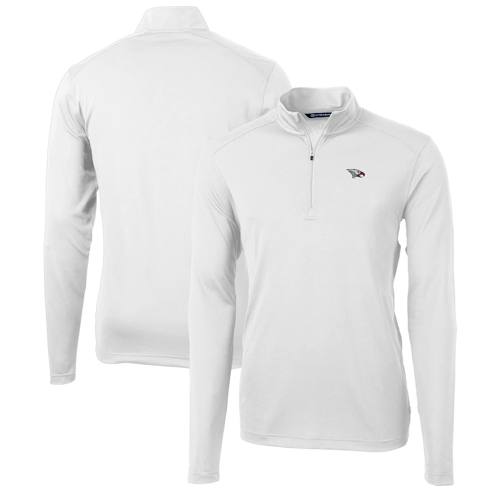 Men's Cutter & Buck White North Carolina Central Eagles Big Tall Virtue Eco Pique Recycled Quarter-Zip Pullover Top