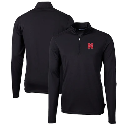 Men's Cutter & Buck Nebraska Huskers Big Tall Virtue Eco Pique Recycled Quarter-Zip Pullover Top