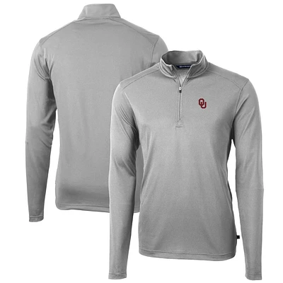 Men's Cutter & Buck Gray Oklahoma Sooners Big & Tall Virtue Eco Pique Recycled Quarter-Zip Pullover Top