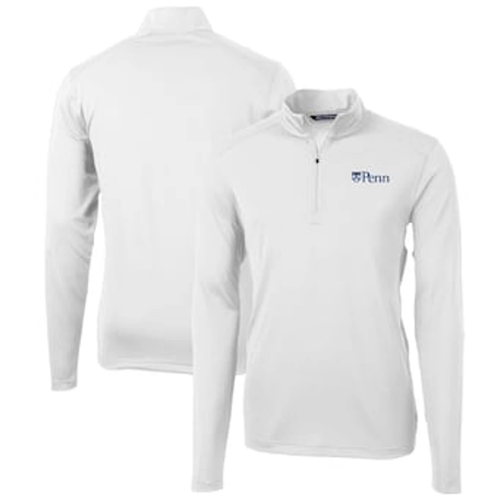 Men's Cutter & Buck White Pennsylvania Quakers Big & Tall Virtue Eco Pique Recycled Quarter-Zip Pullover Top