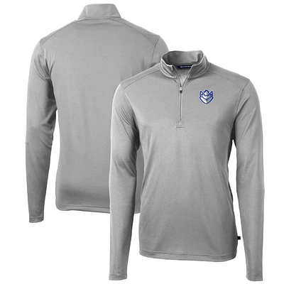 Men's Cutter & Buck Gray Saint Louis Billikens Big & Tall Virtue Eco Pique Recycled Quarter-Zip Pullover Top