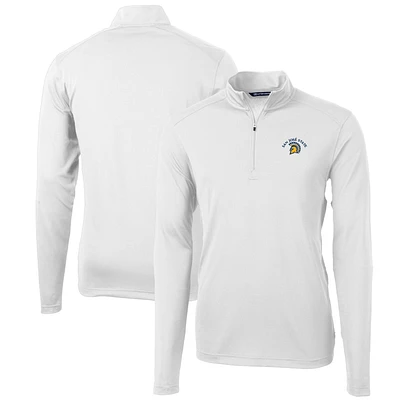 Men's Cutter & Buck San Jose State Spartans Big Tall Virtue Eco Pique Recycled Quarter-Zip Pullover Top
