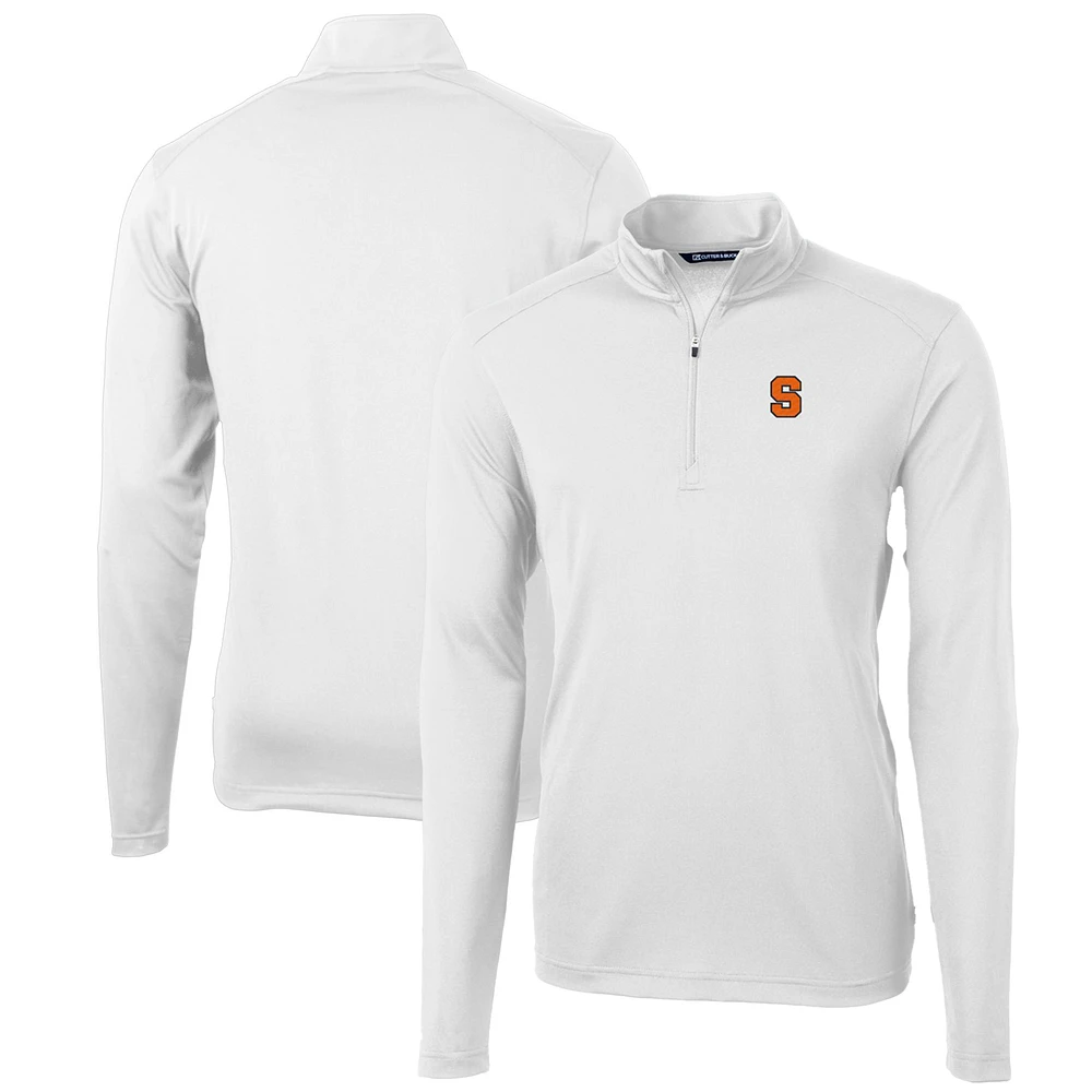 Men's Cutter & Buck Syracuse Orange Big Tall Virtue Eco Pique Recycled Quarter-Zip Pullover Top