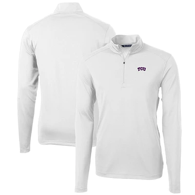 Men's Cutter & Buck White TCU Horned Frogs Big Tall Virtue Eco Pique Recycled Quarter-Zip Pullover Top