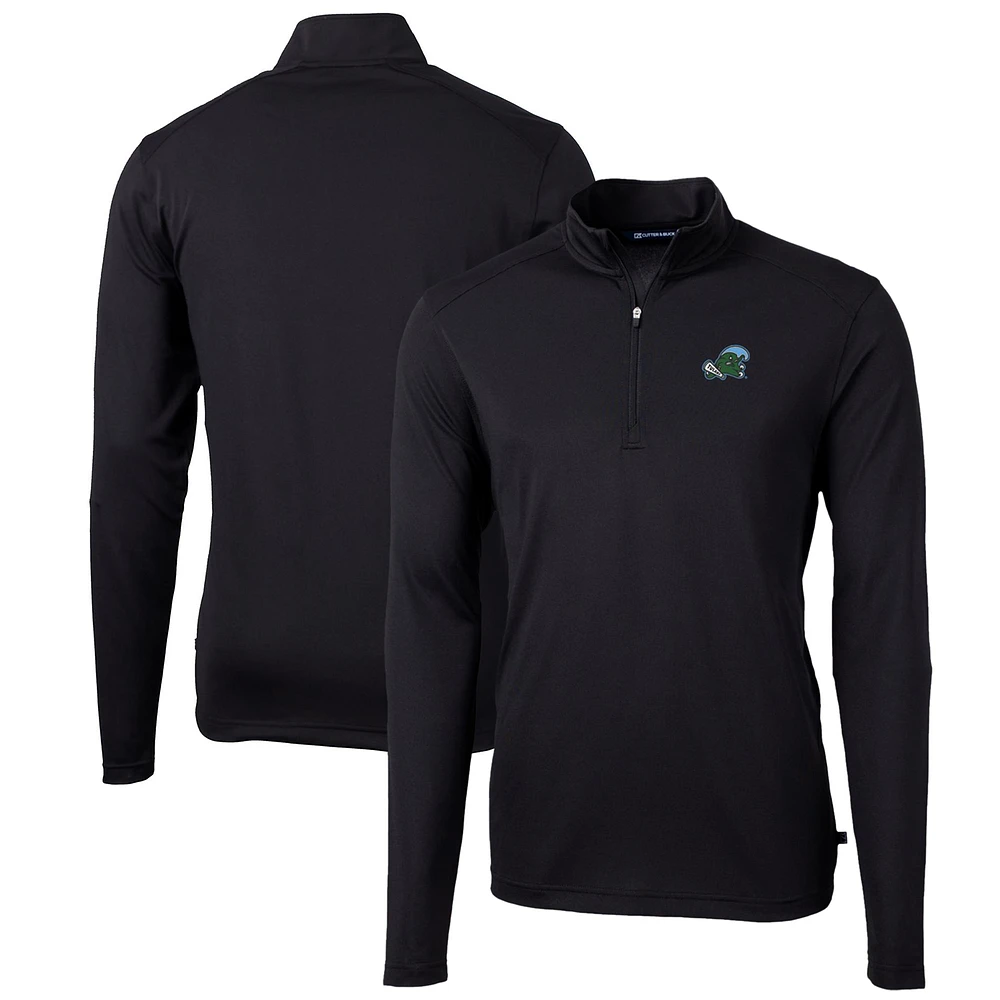 Men's Cutter & Buck Tulane Green Wave Big Tall Virtue Eco Pique Recycled Quarter-Zip Pullover Top