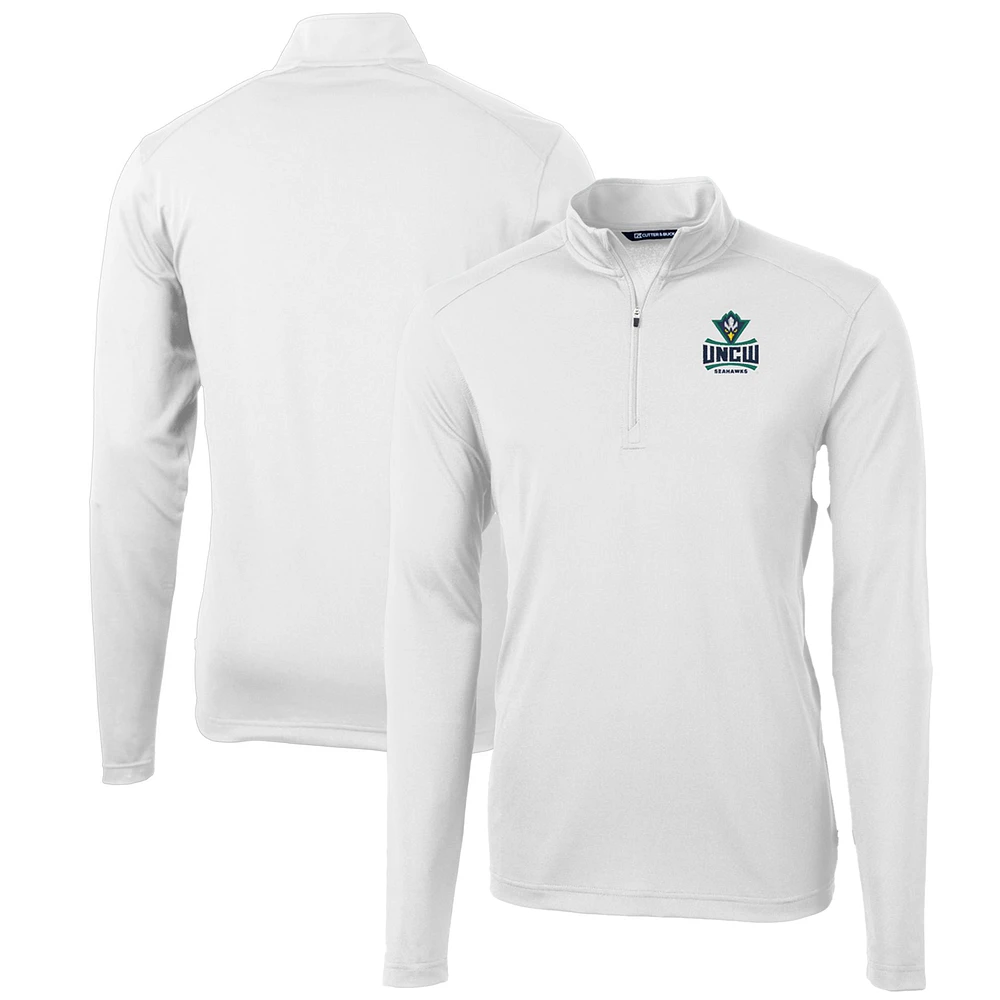Men's Cutter & Buck UNC Wilmington Seahawks Big Tall Virtue Eco Pique Recycled Quarter-Zip Pullover Top