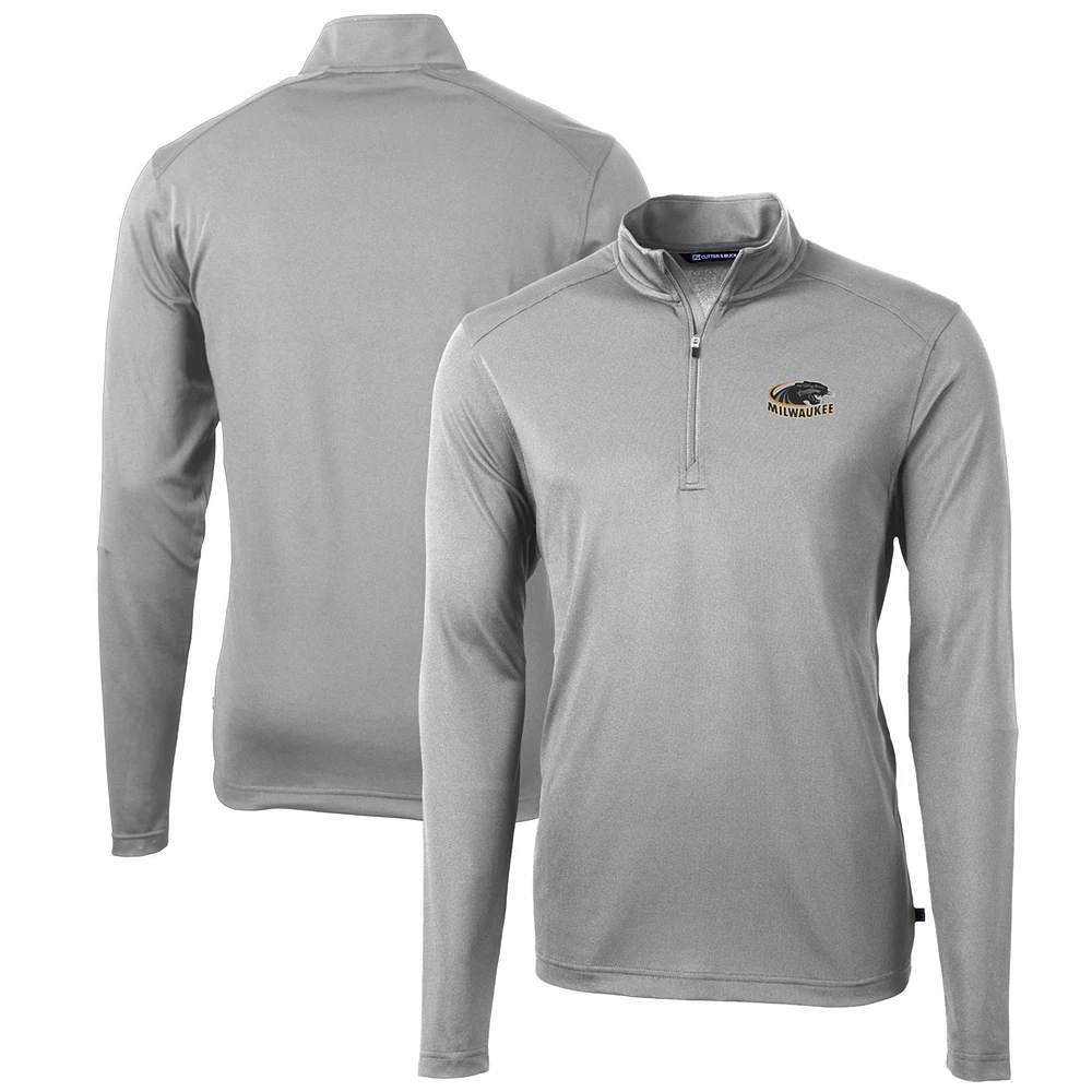 Men's Cutter & Buck Gray Wisconsin-Milwaukee Panthers Big & Tall Virtue Eco Pique Recycled Quarter-Zip Pullover Top