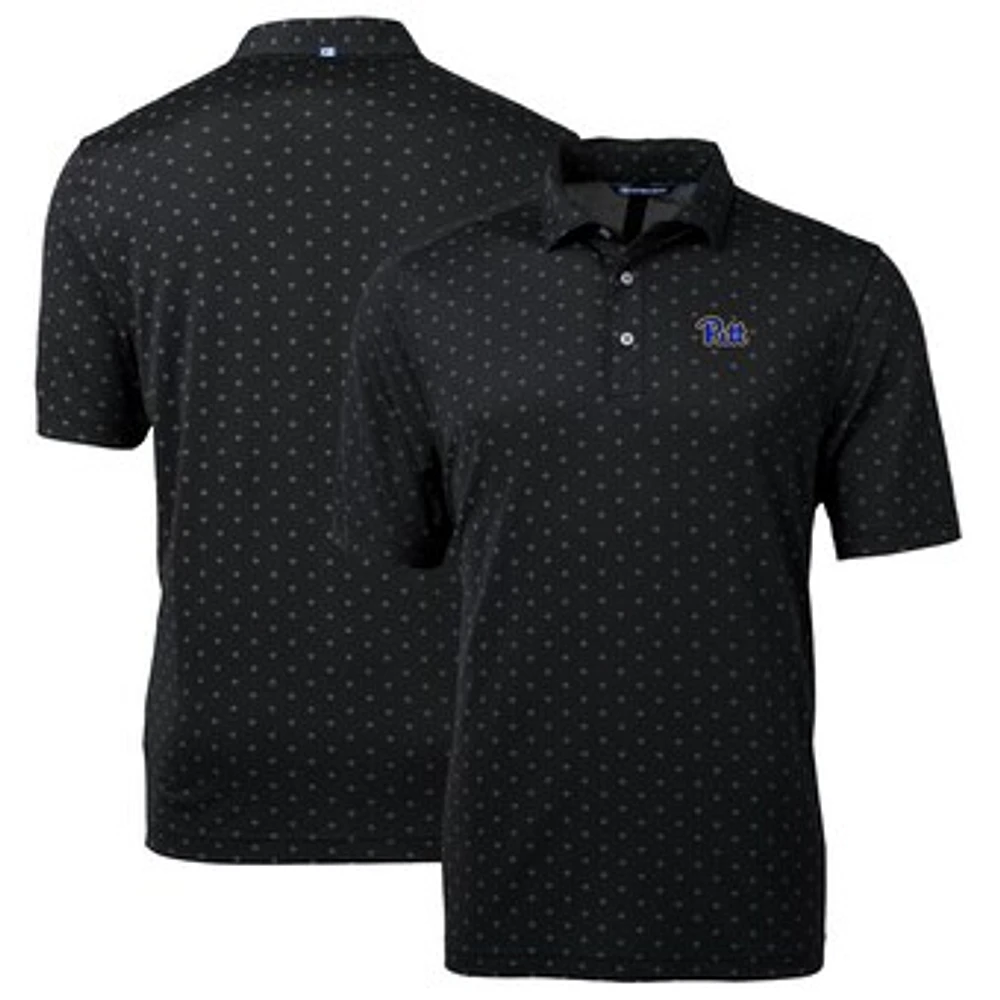Men's Cutter & Buck Black Pitt Panthers Big Tall Virtue Eco Pique Tile Print Recycled Polo