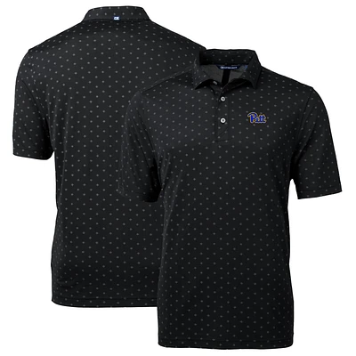 Men's Cutter & Buck Black Pitt Panthers Big Tall Virtue Eco Pique Tile Print Recycled Polo