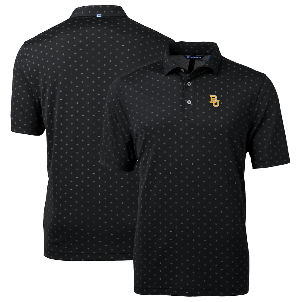 Men's Cutter & Buck Black Baylor Bears Big Tall Virtue Eco Pique Tile Print Recycled Polo