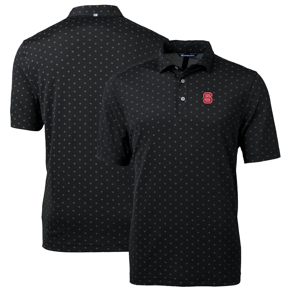Men's Cutter & Buck Black NC State Wolfpack Big Tall Virtue Eco Pique Tile Print Recycled Polo