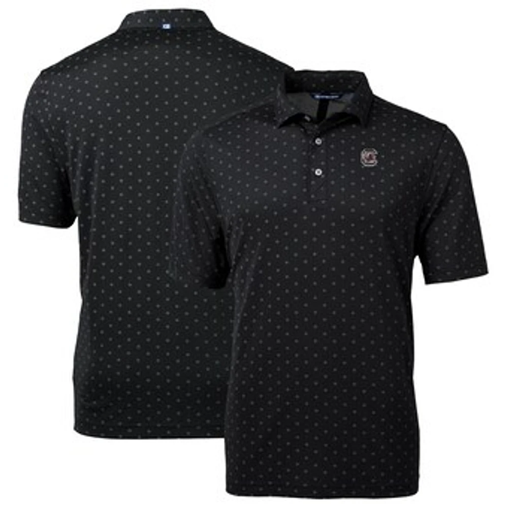 Men's Cutter & Buck Black South Carolina Gamecocks Big Tall Virtue Eco Pique Tile Print Recycled Polo