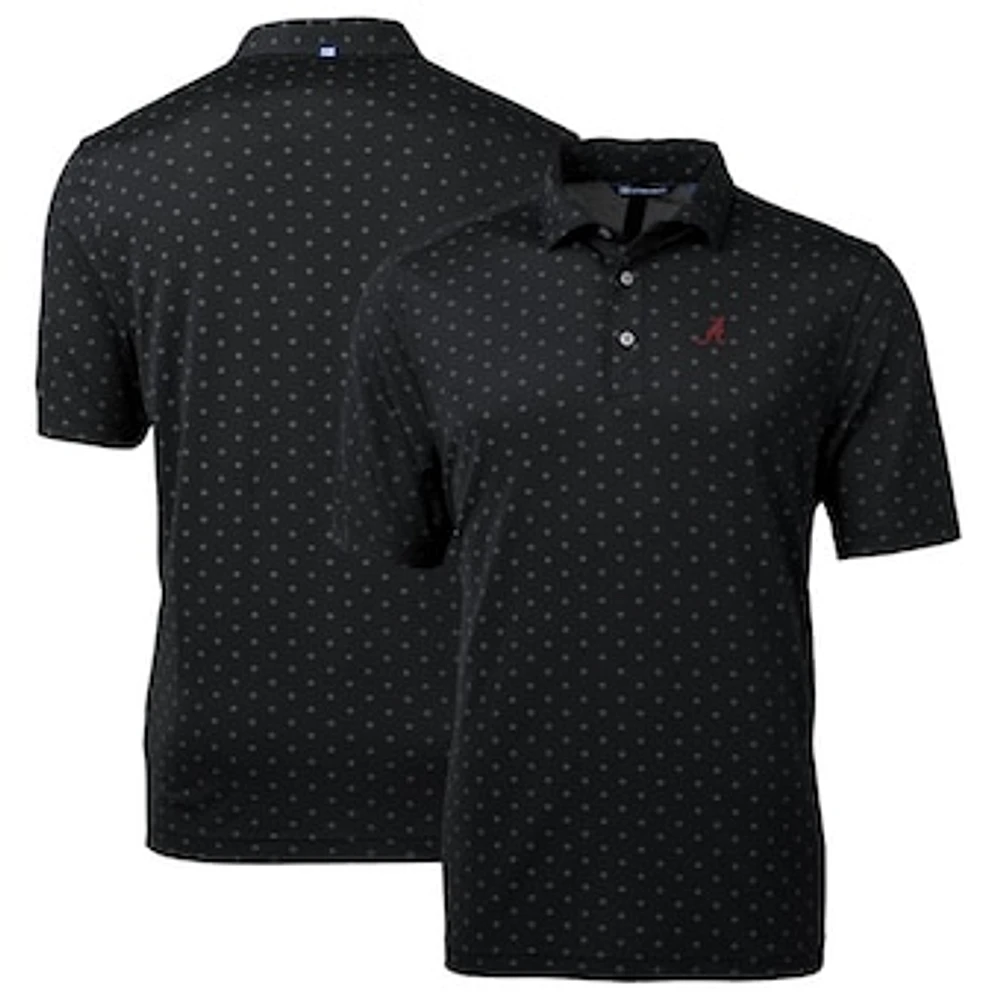 Men's Cutter & Buck Black Alabama Crimson Tide Big Tall Virtue Eco Pique Tile Print Recycled Polo
