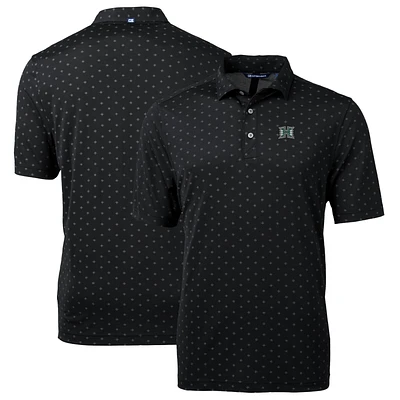 Men's Cutter & Buck Black Hawaii Warriors Big Tall Virtue Eco Pique Tile Print Recycled Polo