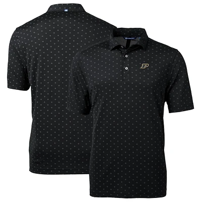 Men's Cutter & Buck Black Purdue Boilermakers Big Tall Virtue Eco Pique Tile Print Recycled Polo