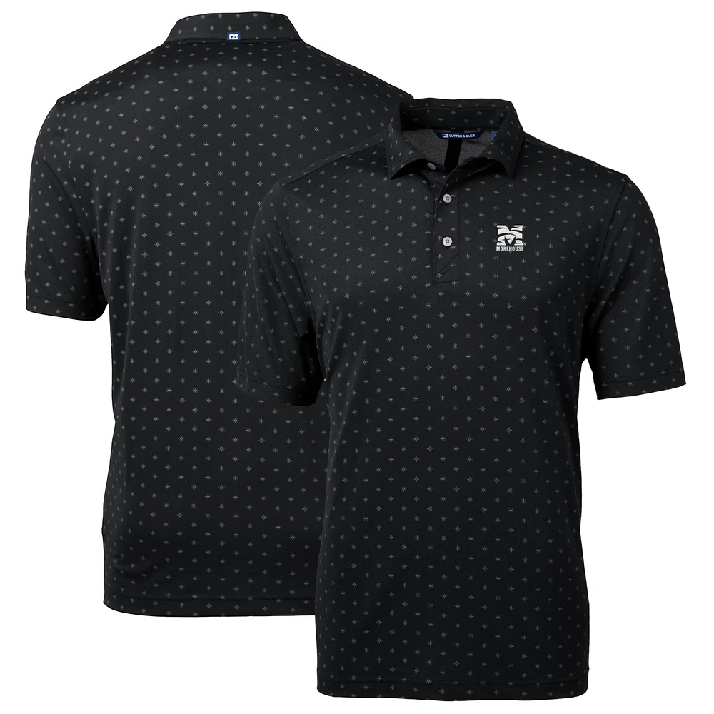 Men's Cutter & Buck Black Morehouse Maroon Tigers Big Tall Virtue Eco Pique Tile Print Recycled Polo