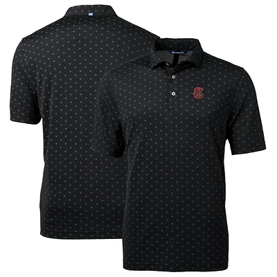Men's Cutter & Buck Black Cornell Big Red Tall Virtue Eco Pique Tile Print Recycled Polo