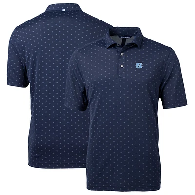 Men's Cutter & Buck Navy North Carolina Tar Heels Big Tall Virtue Eco Pique Tile Print Recycled Polo