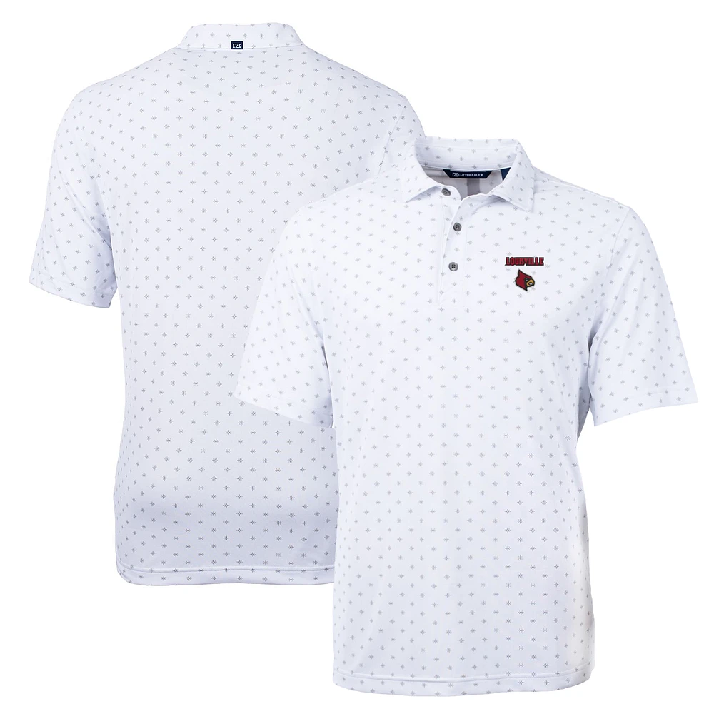 Men's Cutter & Buck White Louisville Cardinals Big Tall Virtue Eco Pique Tile Print Recycled Polo