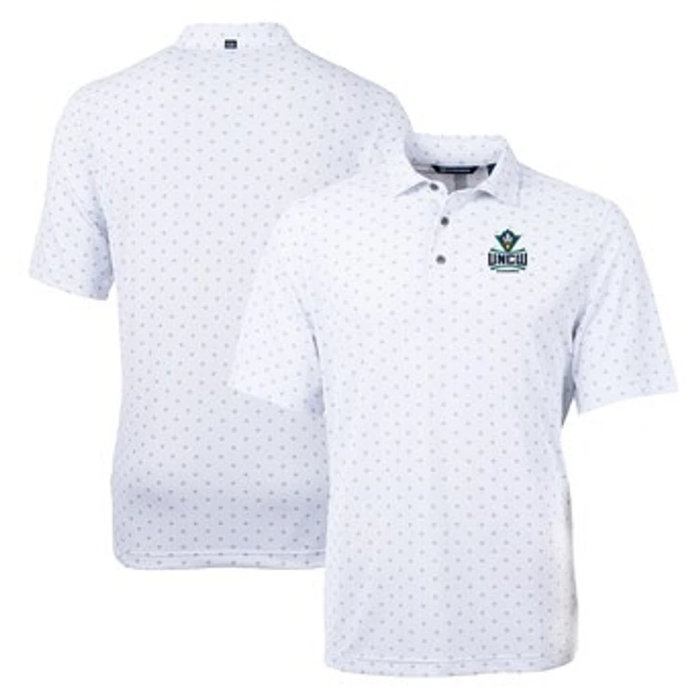 Men's Cutter & Buck White UNC Wilmington Seahawks Big Tall Virtue Eco Pique Tile Print Recycled Polo