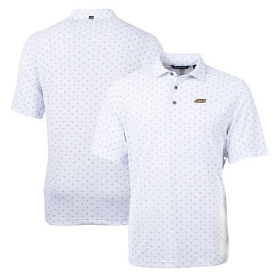 Men's Cutter & Buck White James Madison Dukes Big Tall Virtue Eco Pique Tile Print Recycled Polo
