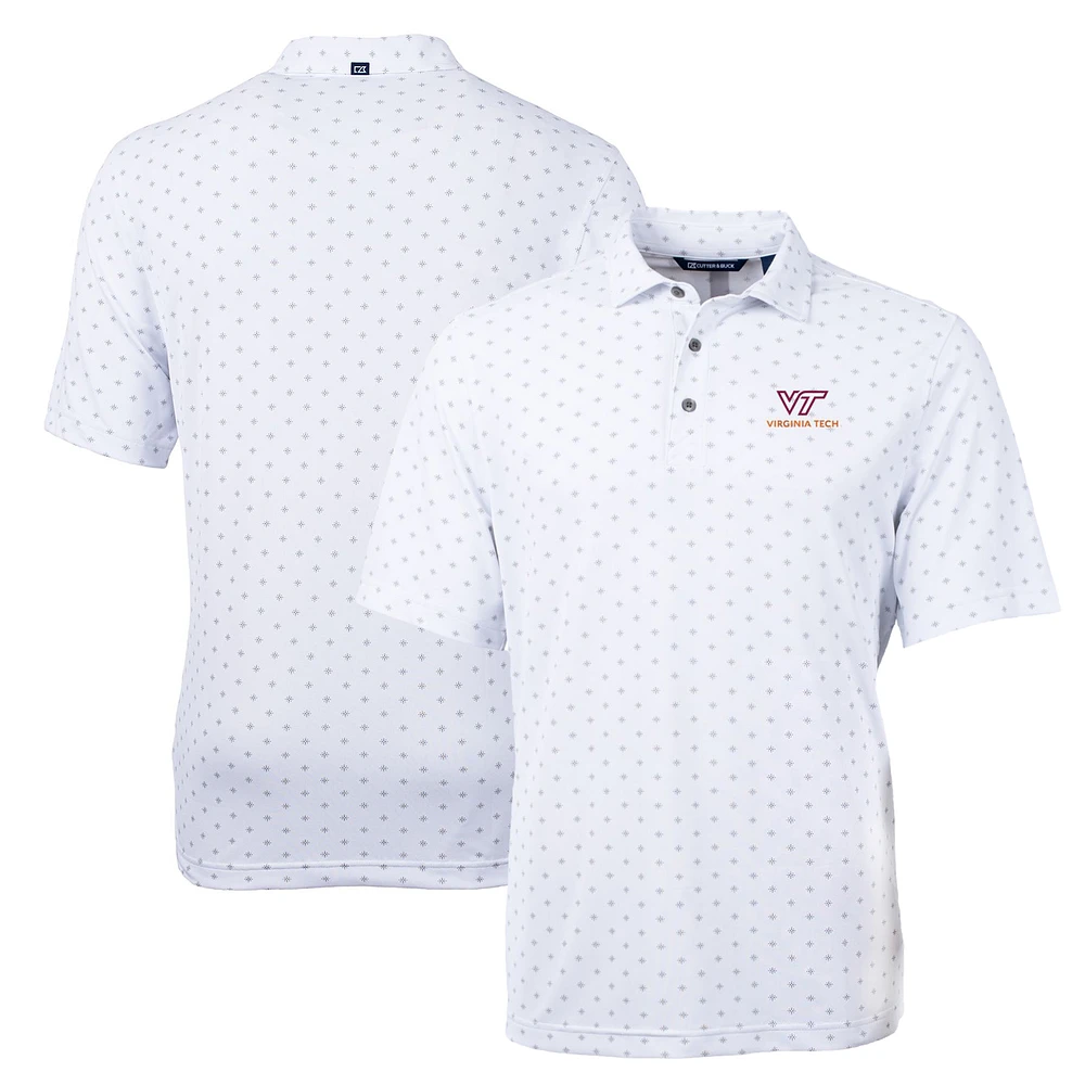 Men's Cutter & Buck White Virginia Tech Hokies Big Tall Virtue Eco Pique Tile Print Recycled Polo