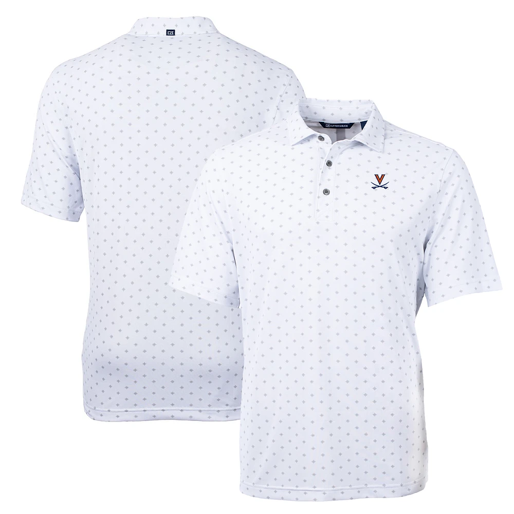 Men's Cutter & Buck White Virginia Cavaliers Big & Tall Virtue Eco Pique Tile Print Recycled Polo