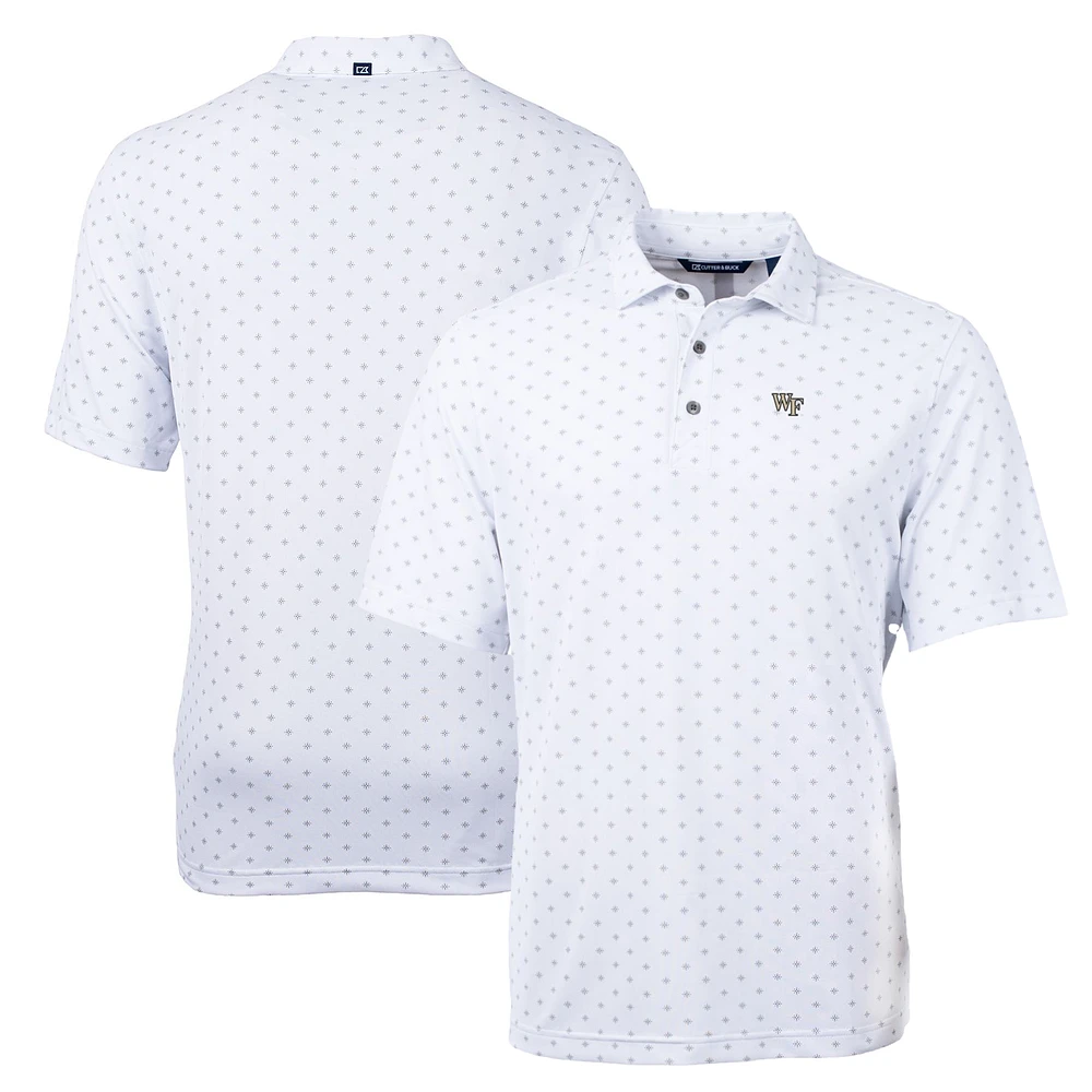 Men's Cutter & Buck White Wake Forest Demon Deacons Big Tall Virtue Eco Pique Tile Print Recycled Polo