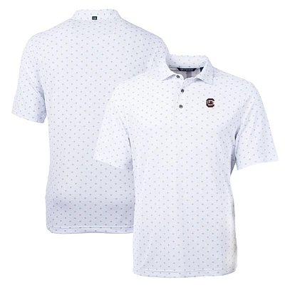 Men's Cutter & Buck White South Carolina Gamecocks Big Tall Virtue Eco Pique Tile Print Recycled Polo