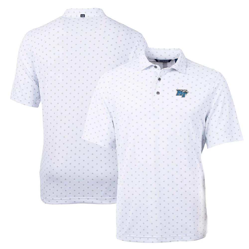 Men's Cutter & Buck White MTSU Blue Raiders Big Tall Virtue Eco Pique Tile Print Recycled Polo