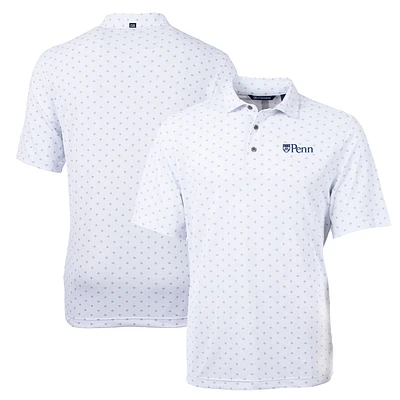 Men's Cutter & Buck White Pennsylvania Quakers Big & Tall Virtue Eco Pique Tile Print Recycled Polo