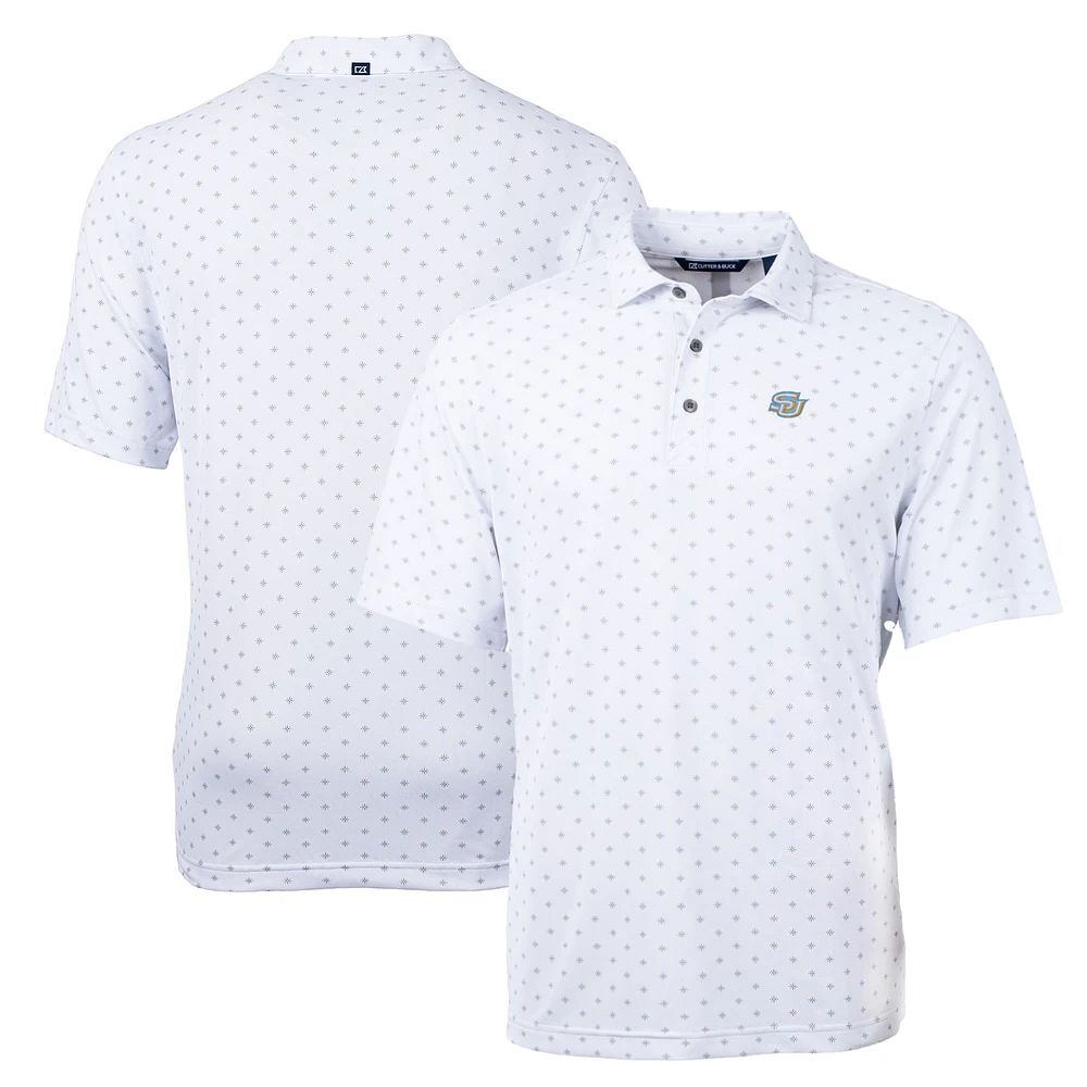 Men's Cutter & Buck White Southern University Jaguars Big Tall Virtue Eco Pique Tile Print Recycled Polo