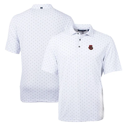 Men's Cutter & Buck White Cornell Big Red Tall Virtue Eco Pique Tile Print Recycled Polo