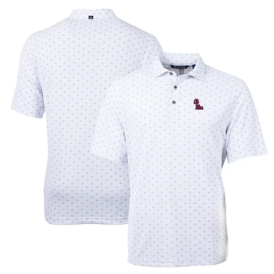 Men's Cutter & Buck White Ole Miss Rebels Big Tall Virtue Eco Pique Tile Print Recycled Polo