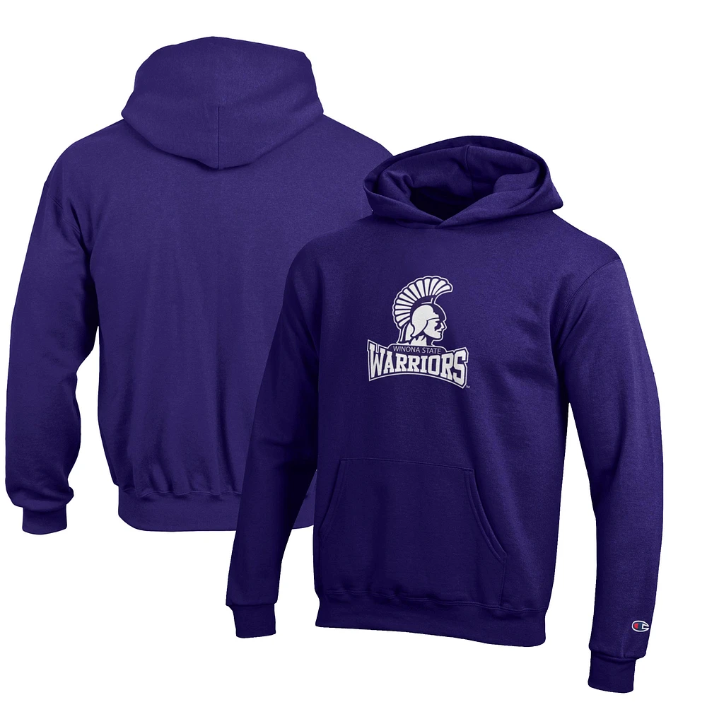 Youth Champion Purple Winona State Warriors Eco Powerblend Pullover Hoodie