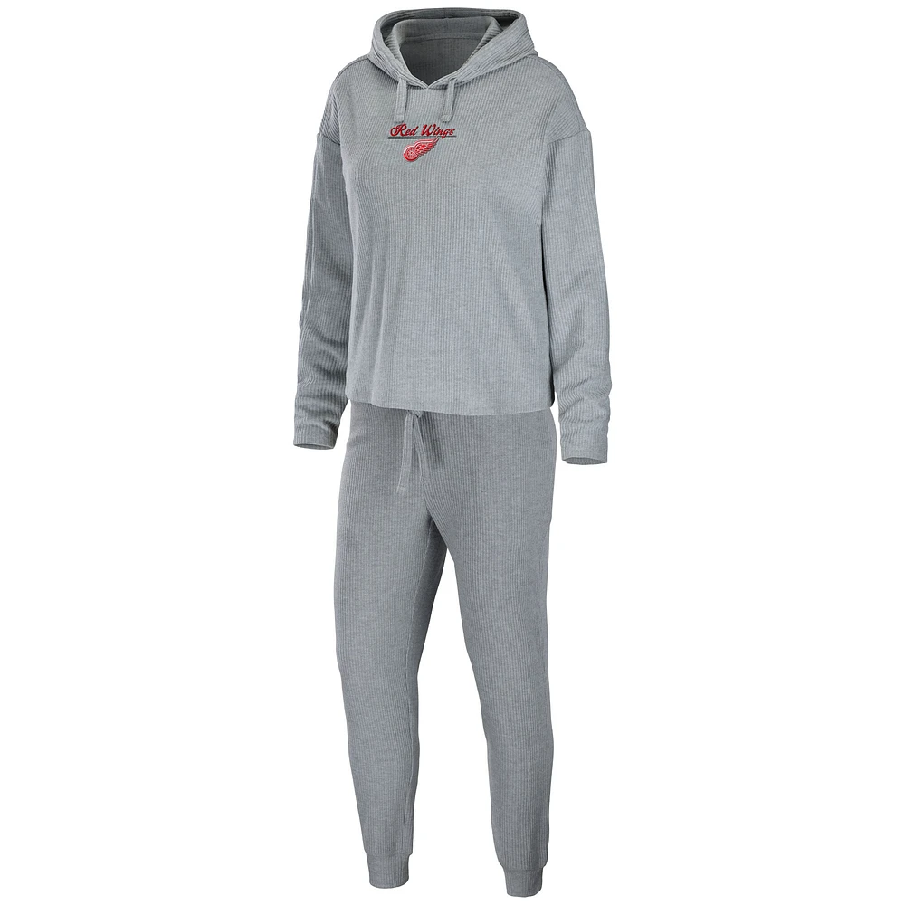 Women's WEAR by Erin Andrews Heather Gray Detroit Red Wings Logo Pullover Hoodie & Pants Sleep Set