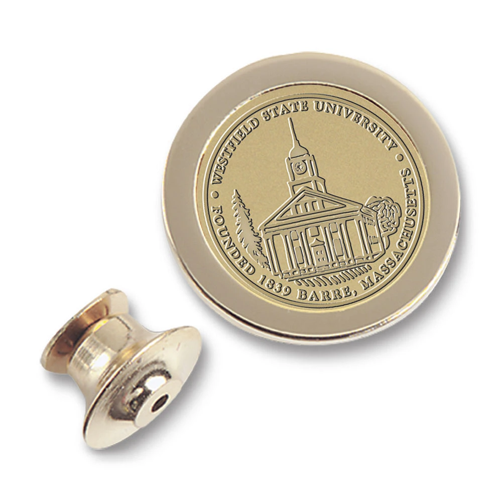 Gold Westfield State Owls Logo Lapel Pin