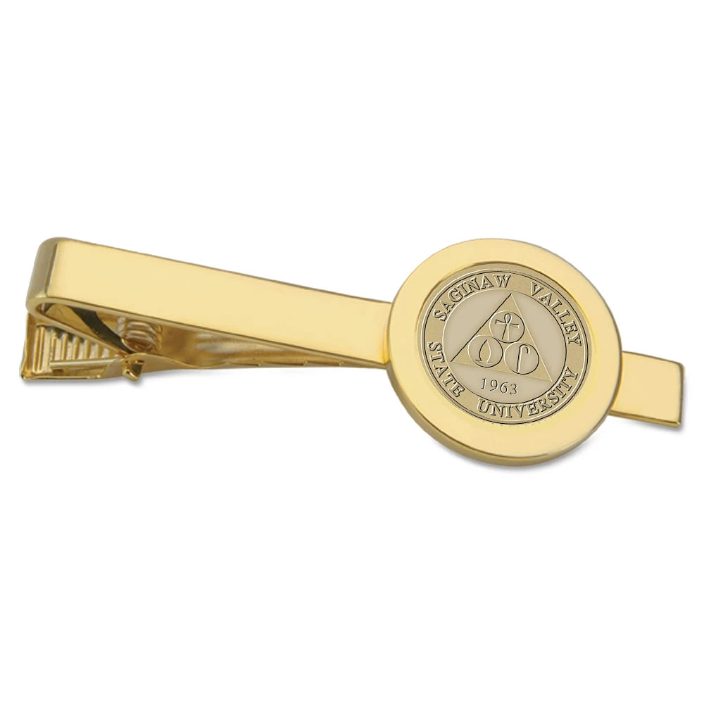 Gold Saginaw Valley State Cardinals Logo Tie Bar