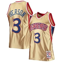 Men's Mitchell & Ness Allen Iverson Gold Philadelphia 76ers 75th Anniversary 1996/97 Hardwood Classics Swingman Jersey