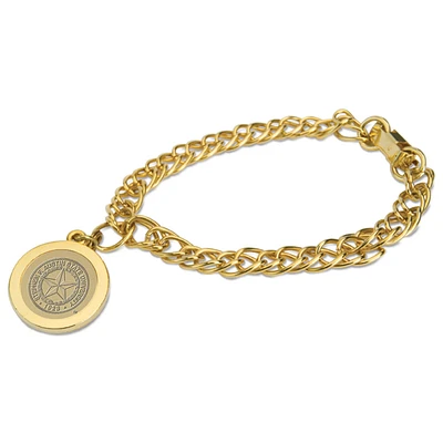 Gold Stephen F Austin Lumberjacks Shield Logo Charm Bracelet
