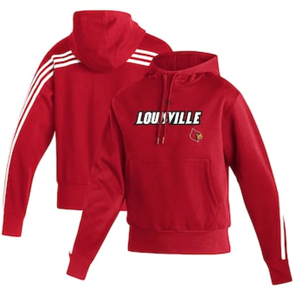 Women's adidas Red Louisville Cardinals Fashion Pullover Hoodie