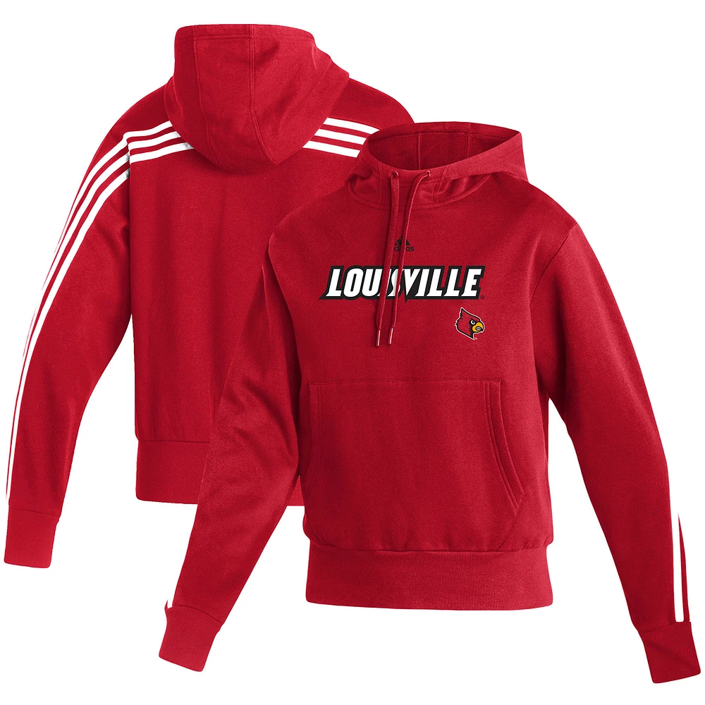 Women's adidas Red Louisville Cardinals Fashion Pullover Hoodie