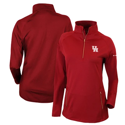 Women's Columbia Red Houston Cougars Outward Nine Quarter-Zip Pullover Top