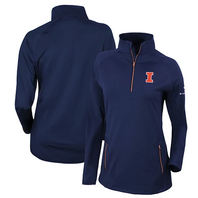 Women's Columbia Navy Illinois Fighting Illini Outward Nine Quarter-Zip Pullover Top