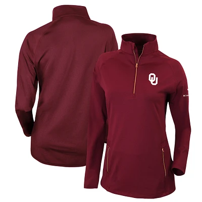 Women's Columbia Crimson Oklahoma Sooners Outward Nine Quarter-Zip Pullover Top