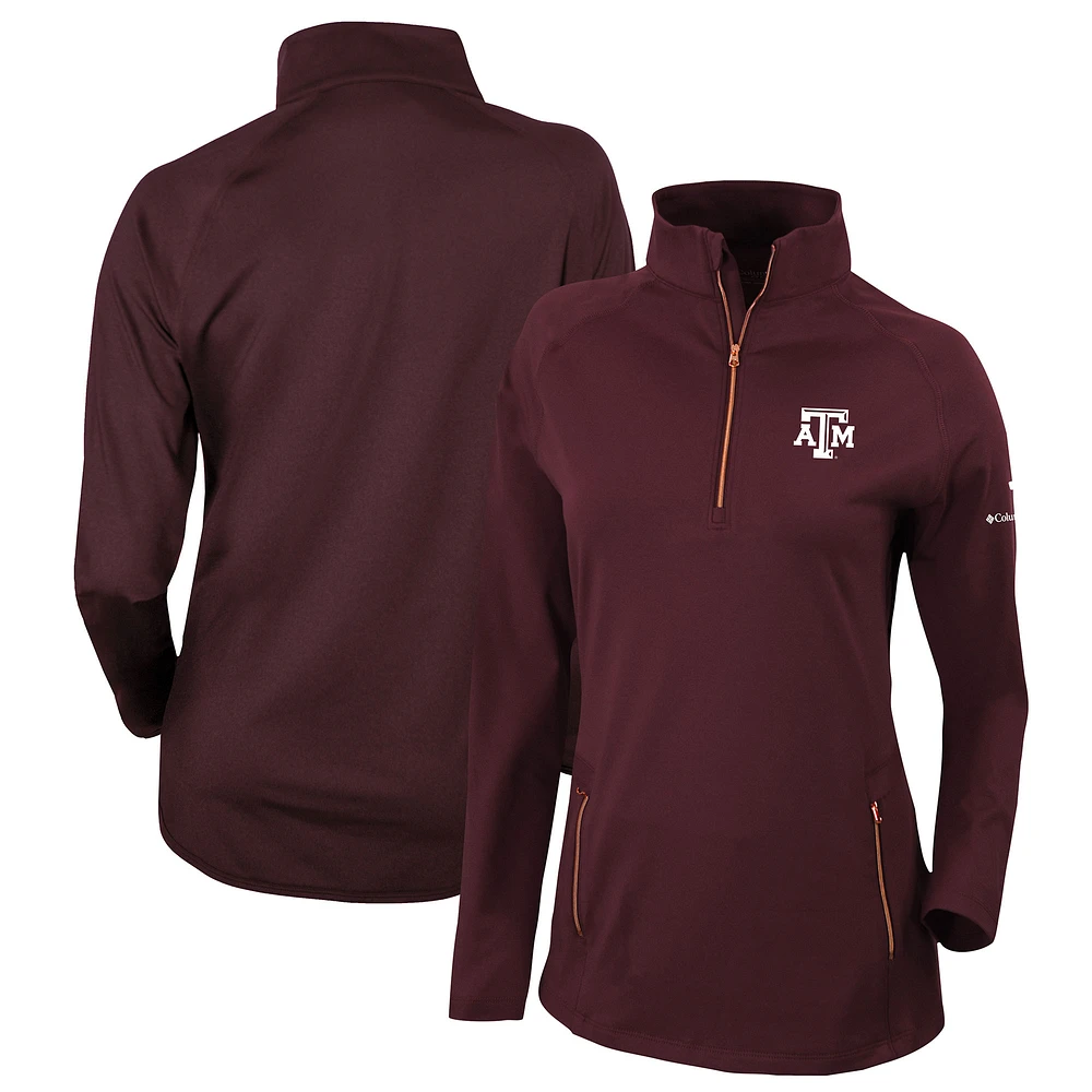 Women's Columbia Maroon Texas A&M Aggies Outward Nine Quarter-Zip Pullover Top