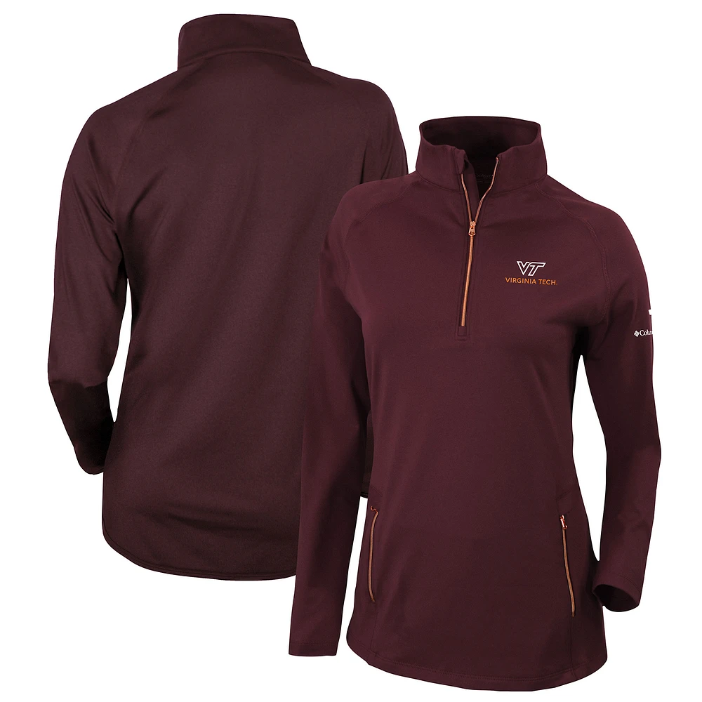 Women's Columbia Maroon Virginia Tech Hokies Outward Nine Quarter-Zip Pullover Top