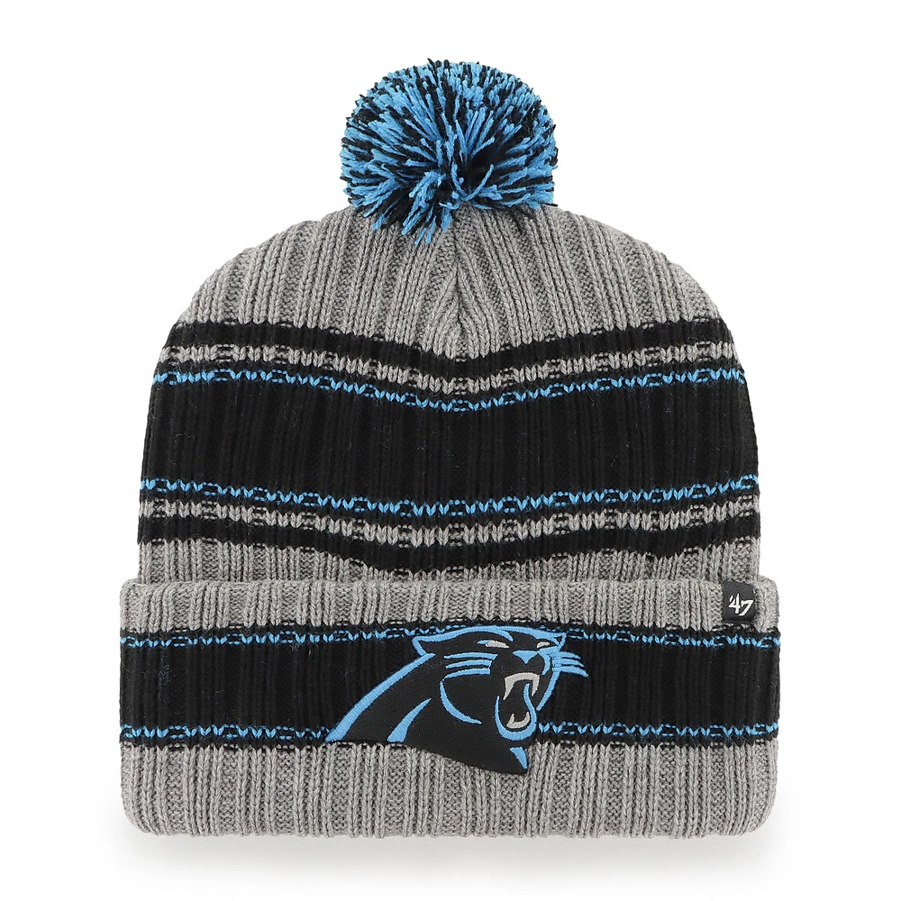 Men's '47 Graphite Carolina Panthers Rexford Cuffed Knit Hat with Pom