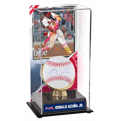 Ronald Acuna Jr. Atlanta Braves Autographed Baseball and Sublimated Baseball Display Case with Image